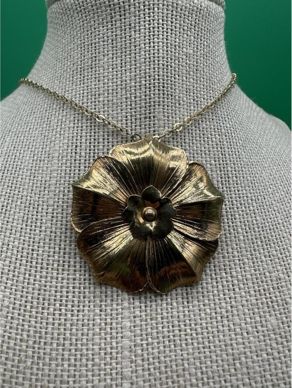 JACMEL JCM 925 Sterling Silver/14k Gold Plated Flower PENDANT & Chain